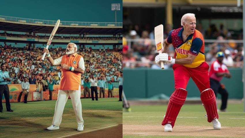 AI generated politicians playing cricket