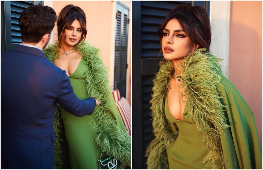 प्रियंका चोपड़ा ने डीप नेक गाउन पहनकर अपना कर्वी फिगर जमकर फ्लॉन्ट किया। प्रियंका चोपड़ा का ये बोल्ड अंदाज फैंस को पसंद आया। ( image: priyanka chopra instagram)