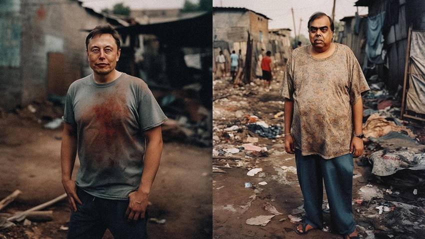 AI generated images of world richest in poor look