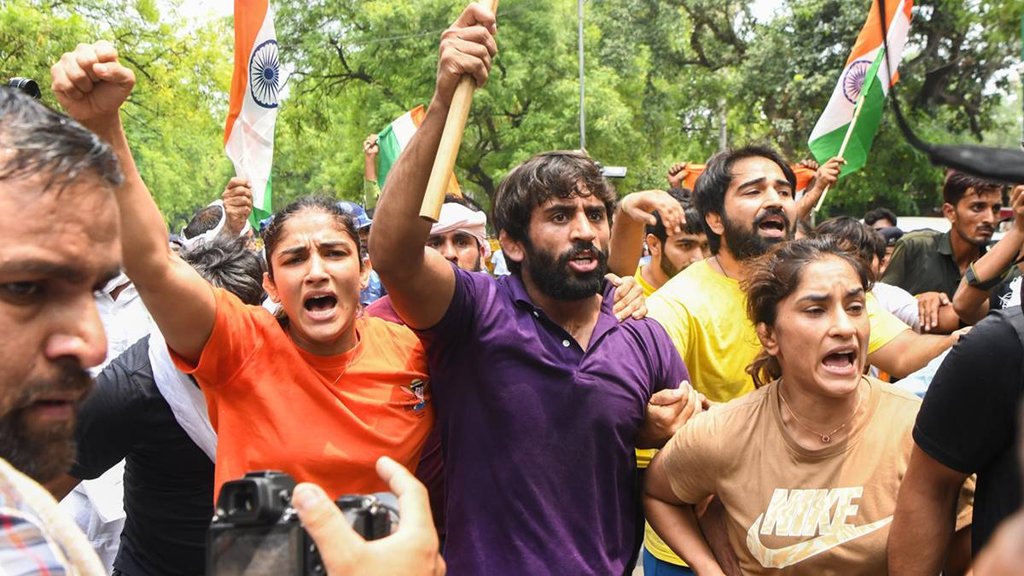 BJP MP Brij Bhushan Sharan Singh | Wrestlers Protest | Vinesh Phogat | Sakshi Malik | Bajrang Punia | United World Wrestling | International Olympic Committee |