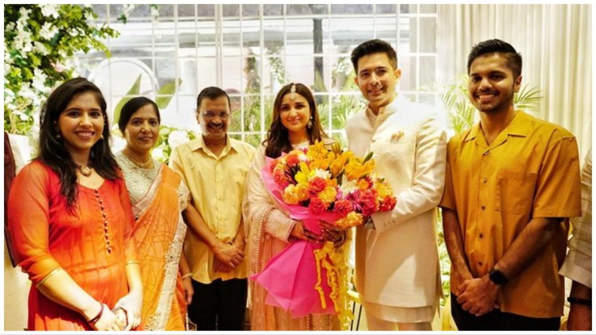 Parineei Chopra, Arvind kejriwal, raghav chadha Parineei Chopra, Arvind kejriwal, raghav chadha