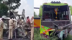 कर्नाटक: इनोवा की ट्रक से सीधी टक्कर, गाड़ी में सवार 10 लोगों की दर्दनाक मौत