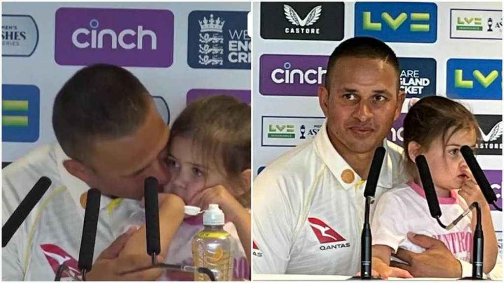 Usman Khawaja with his daughter Usman Khawaja with his daughter