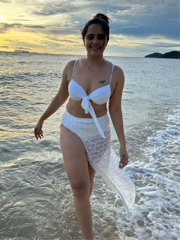 Pushpa Actress Anasuya Bharadwaj Poses In Bikini