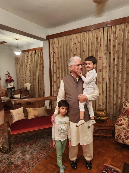 Ashwani Kumar with his grand childrens
