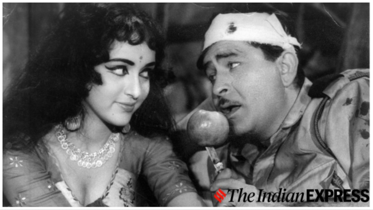 Hema Malini and Raj Kapoor in a still from Sapno Ka Saudagar. (Photo Express Archive)