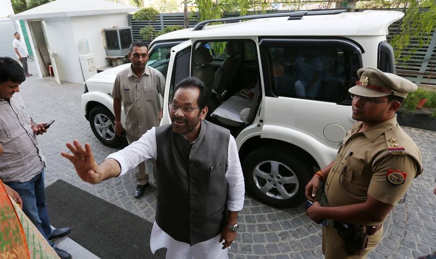 Mukhtar Abbas Naqvi at his residence