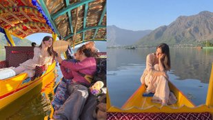 Ganapath Actress Elli Avram enjoying boating in Srinagar