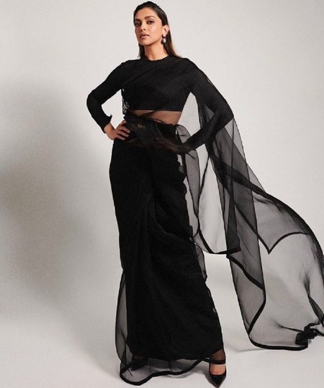 Deepika Padukone in Black Saree