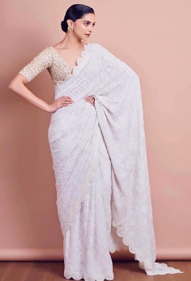 Deepika Padukone in white Saree