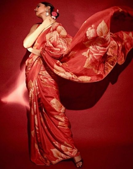 Deepika Padukone in floral saree