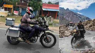 Royal Enfield Himalayan 450 Touring Accessories । Royal Enfield Himalayan 450 Spotted With Touring Accessories Royal Enfield Himalayan 450 Leak Report । Royal Enfield Himalayan 450 Launch Timeline