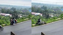 स्कूटी पर ट्रिपलिंग में बिगड़ा बैलेंस, पहाड़ी से नीचे गिरीं तीनो लड़कियां, वीडियो वायरल