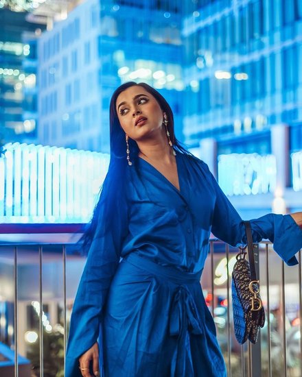 Tejashwi Prakash Blue Long Dress