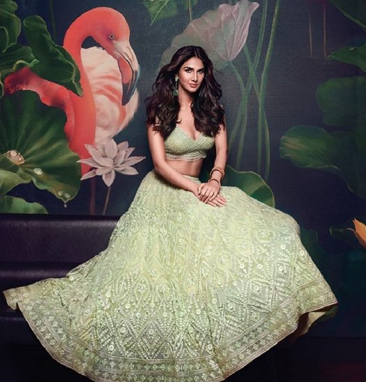 vaani kapoor in green lehenga