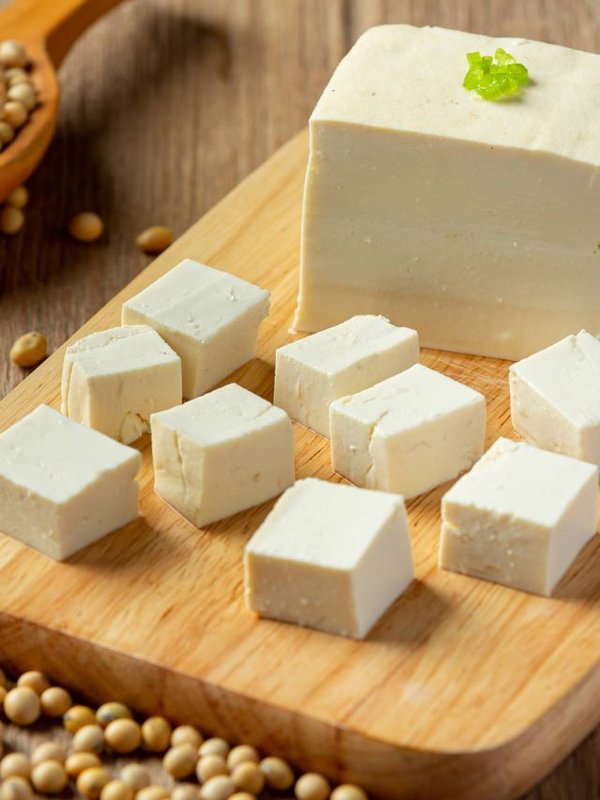 Tofu made from soybeans Food nutrition concept.