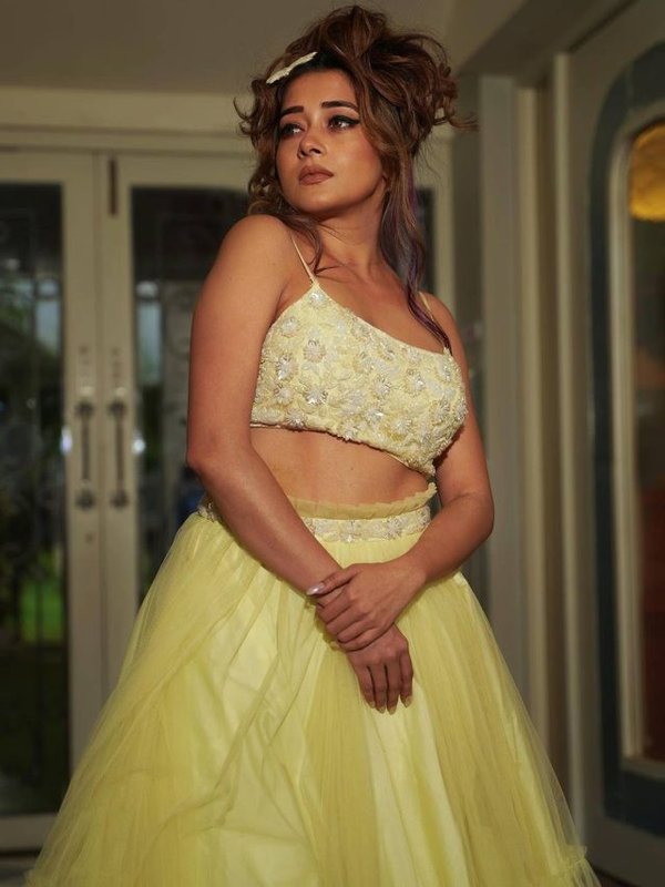 TINA DATTA LEHENGA LOOK LEMON YELLOW