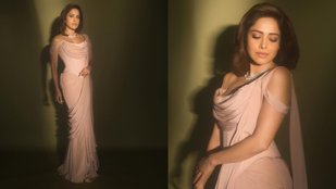 Nushrat Bharucha looked perfect in gown style saree, fans liked this modern look of the actress