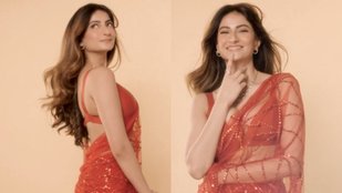 Palak Tiwari looked glamorous in Red net saree, fans are praising