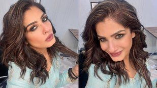 Raveena Tandon showed her charming style in blue kurta, fans went crazy after seeing her expressions
