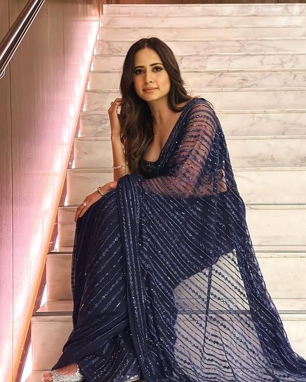 Sargun Mehta in blue saree