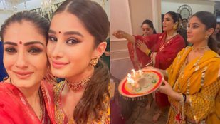 Raveena Tandon worshiped Matarani with daughter Rasha Thadani, actress seen in ethnic look