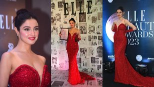 Divya Khosla Kumar dazzles at ELLE Beauty Awards, looks glamorous in red gown