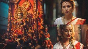 AI Photos: Hollywood actresses seen in Bengali look on the occasion of Durga Puja