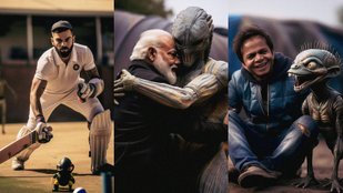 AI Photos: Virat Kohli was seen playing cricket with aliens, PM Modi hugged one of them while Rohit Sharma treated them to pizza-burger