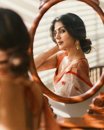 Rhea Chakraborty wearing a 100 year old saree