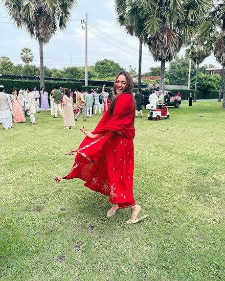 Sonakshi Sinha in Red Suit