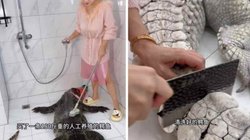 पहले घड़ियाल को नहलाया धुलाया और फिर मारकर खा गई, वीडियो पर मचा बवाल