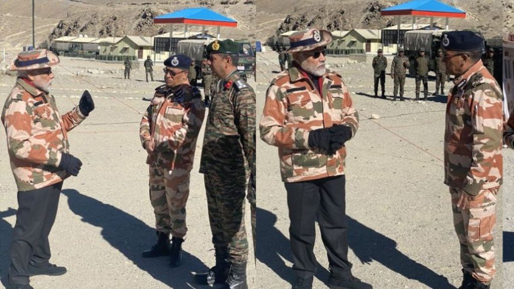 PM Modi Celebrate Diwali With Army: सुरक्षा बलों के साथ दिवाली मनाने के लिए पीएम मोदी हिमाचल प्रदेश के लेप्चा पहुंचे। (फोटो सोर्स: ANI)
