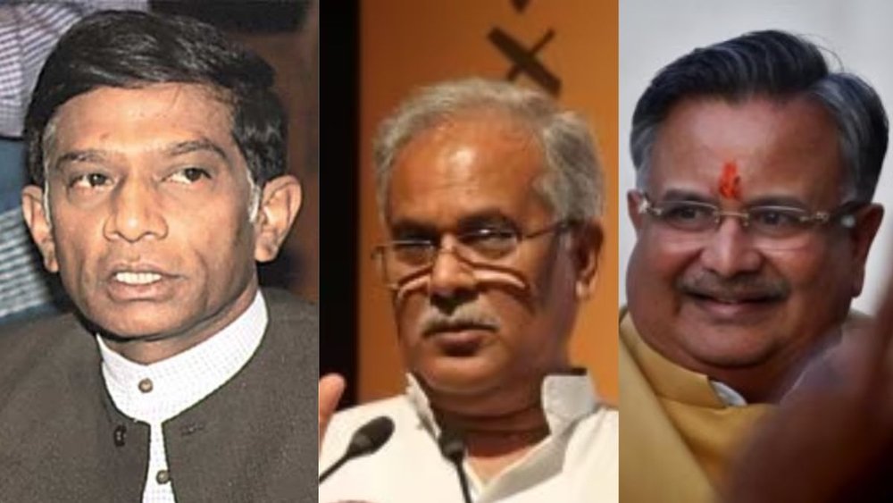 अजीत जोगी, भूपेश बघेल, रमन सिंह (Source- Express)