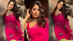 Jhanvi Kapoor showed her charming style in pink saree