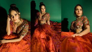 Nushrratt Bharuccha seen in floral lehenga, showed beautiful style before Diwali celebration