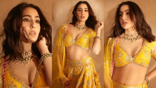 Sara Ali Khan shows her desi look wearing yellow lehenga