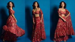Nushrratt Bharuccha look dashing in red sharara set