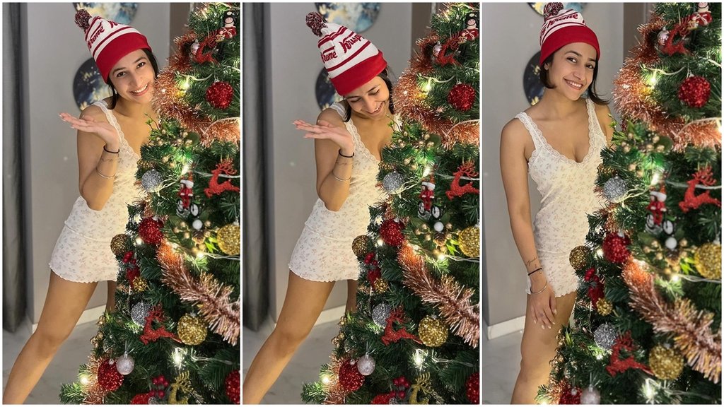 Dhanashree Verma, Dhanashree Verma in One Piece Dress, Dhanashree Verma Toned Legs, Dhanashree Verma Santa Awatar, Dhanashree Verma wishes Marry Christmas Day, Instagram Users Troll Her