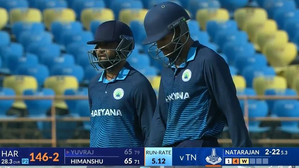VHT 2023, VHT 2023 semi final, Haryana vs Tamil Nadu, Yuvraj Singh, Himanshu Rana