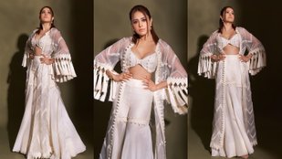 Nushrratt Bharuccha glamorous look in white Sharara suit