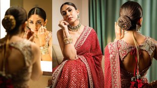 Mrunal Thakur looked very beautiful in maroon saree