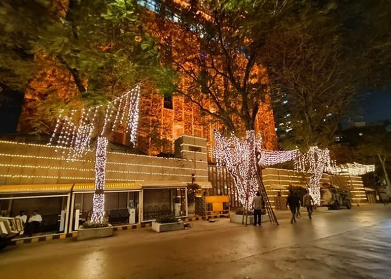 Mukesh Ambani house lights up