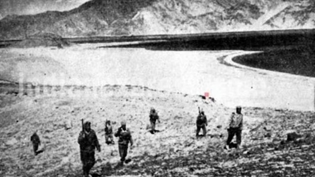 Jawans patrolling a forward area near Pangong lake Ladakh during 1962 Sino-Indian war