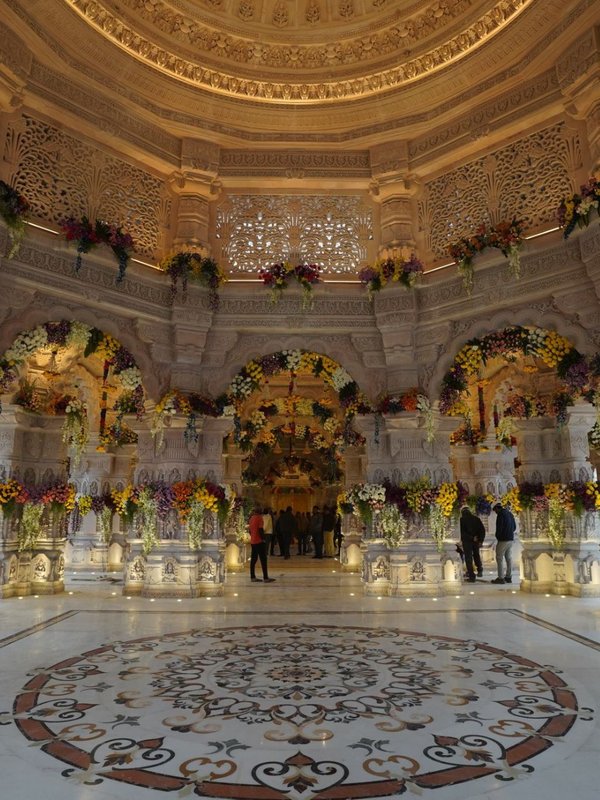 Ram Mandir adorned in beautiful flowers