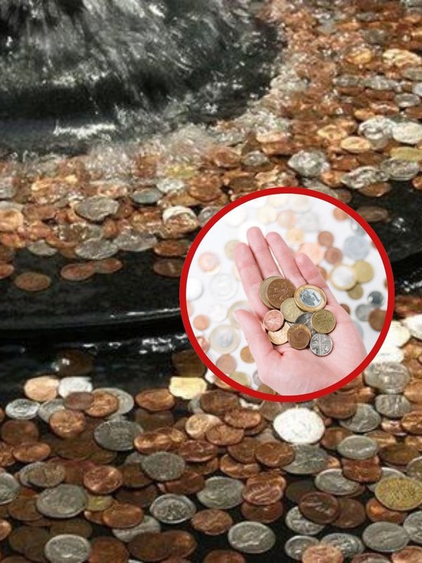 coin thrown in water