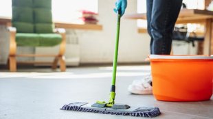 woman cleaning house
