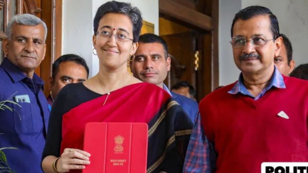 Delhi Finance Minister Atishi with Chief Minister Arvind Kejriwa