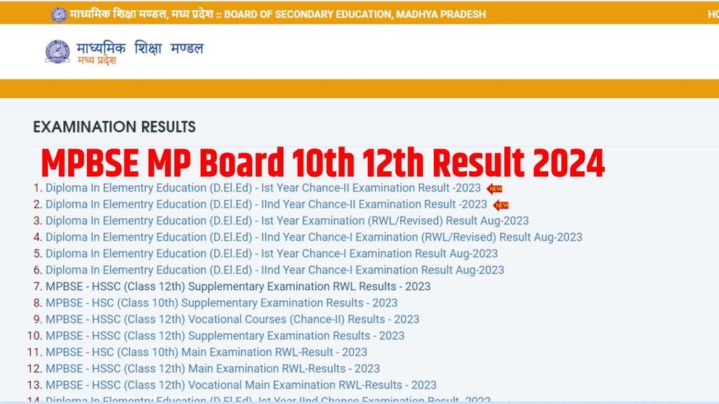MP Board 10th Result 2024, MP Board 12th Result 2024, MP board result 2024 class 12, MP board result 2024 class 10,mpbse.mponline.gov.in result