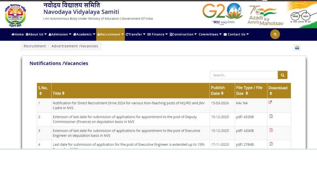 NVS Recruitment DRIVE 2024 । NVS Recruitment DRIVE 2024 for 1377 Non Teaching Post । 1377 Non Teaching Post in navodaya vidyalaya । Non Teaching Post Recruitment । 1377 Non Teaching Post Recruitment